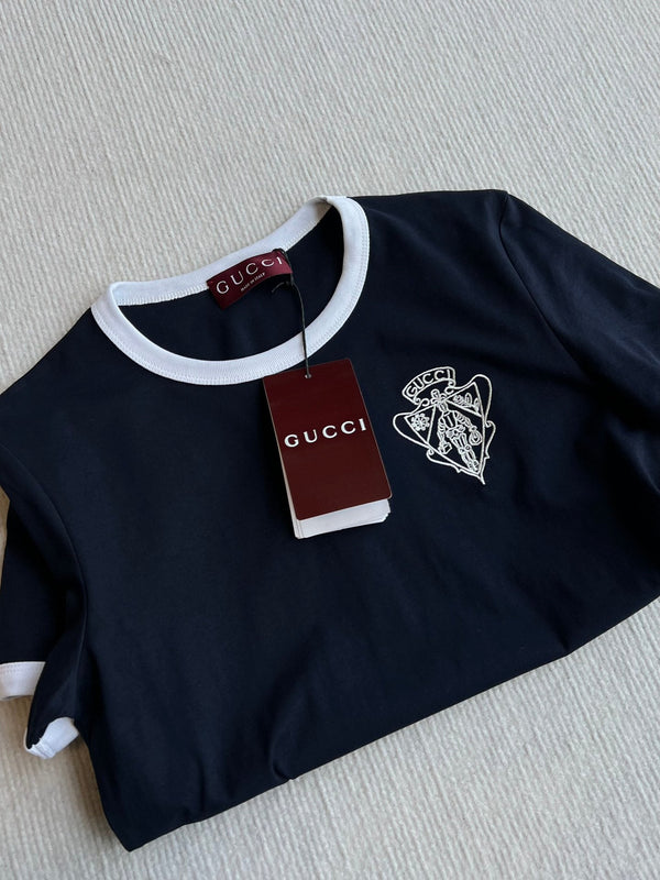Gucci 25 Threaded Round Neck Short Sleeves T-shirt Blue Cotton