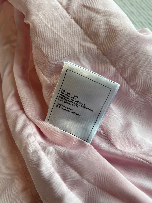 Chanel 25P Cardigan Pink Tweed With Pearl 235893