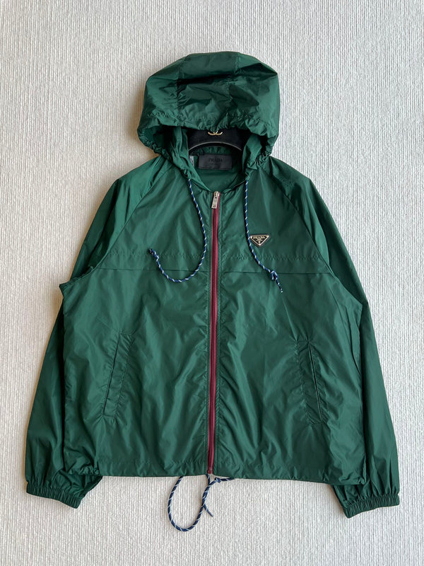 Prada 25 Hooded Jacket Turquoise Polyester