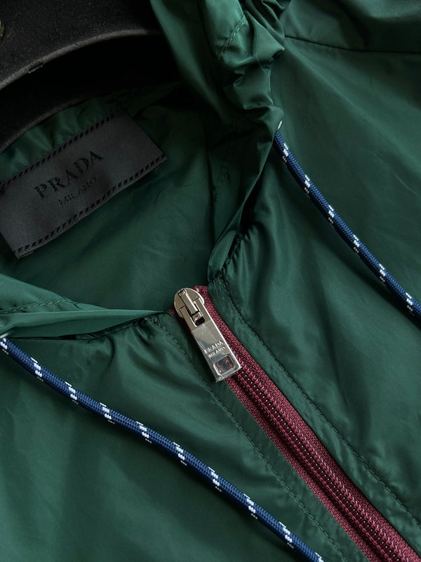 Prada 25 Hooded Jacket Turquoise Polyester