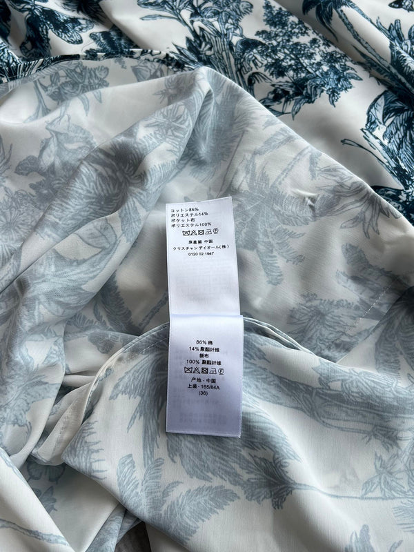 CD 25 Pattern Printed Suspender Dress White Blue Cotton Polyester