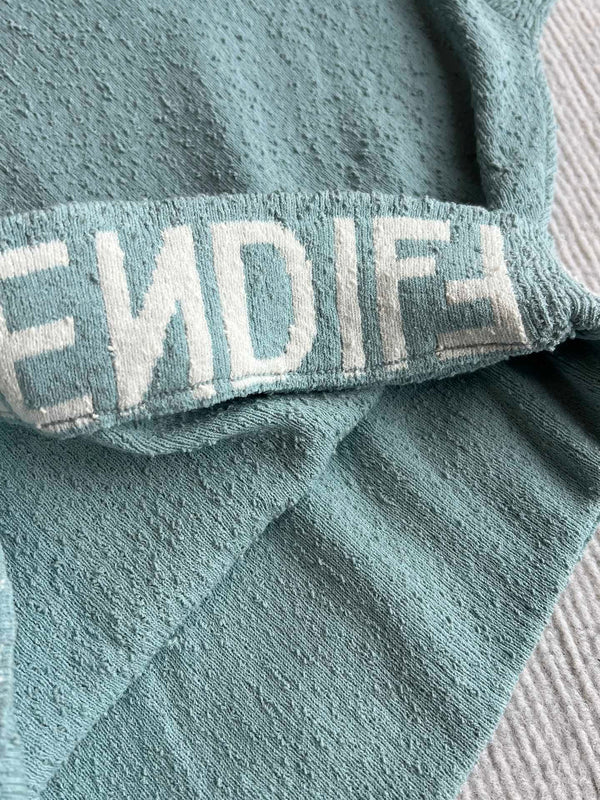 Fendi 25 Asymmetric Hem Cape-sleeved Crewneck Jumper Ice Blue Viscose