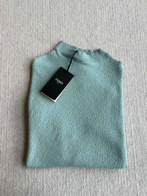 Fendi 25 Asymmetric Hem Cape-sleeved Crewneck Jumper Ice Blue Viscose