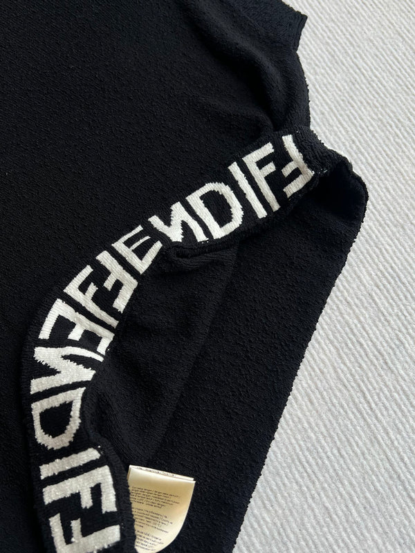 Fendi 25 Asymmetric Hem Cape-sleeved Crewneck Jumper Black Viscose