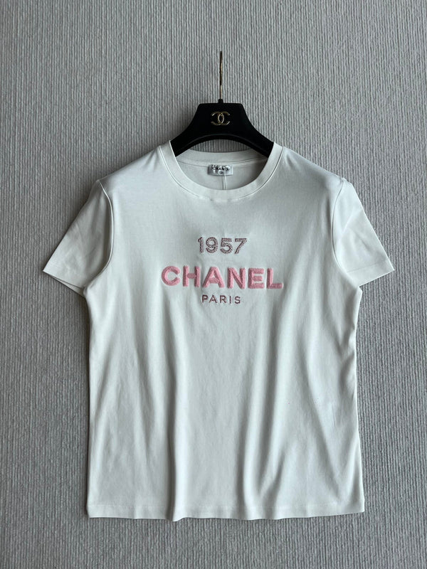 CC 25 Embroidery Round Neck Sleeved Short Cotton