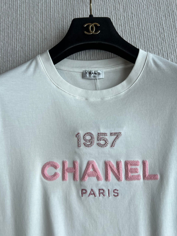 CC 25 Embroidery Round Neck Sleeved Short Cotton