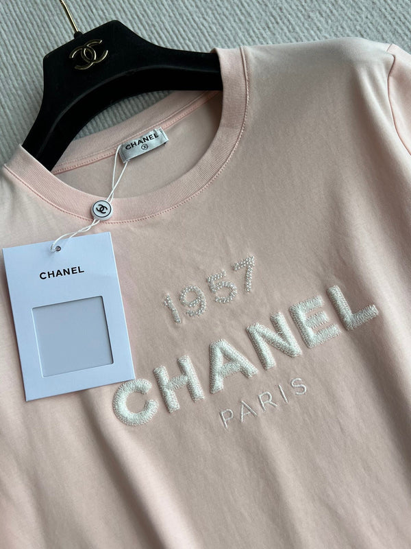 CC 25 Embroidery Round Neck Sleeved Short Cotton