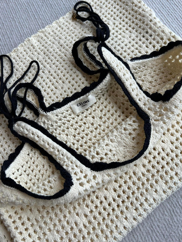 Celine 25 Hollow Camisole Dress White Cotton