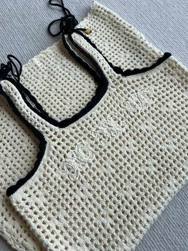 Celine 25 Hollow Camisole Dress White Cotton