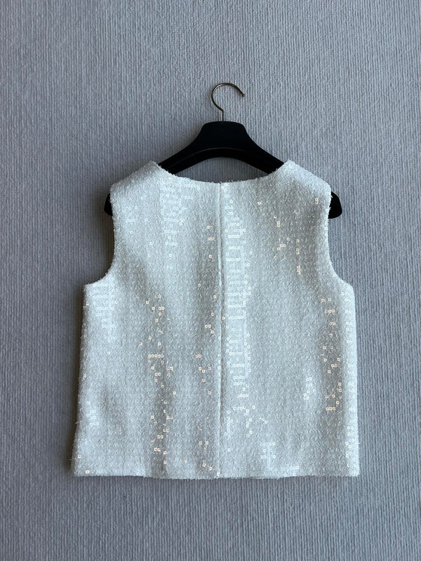 CC 25 Tweed Set Vest White Cotton Polyamide 251650