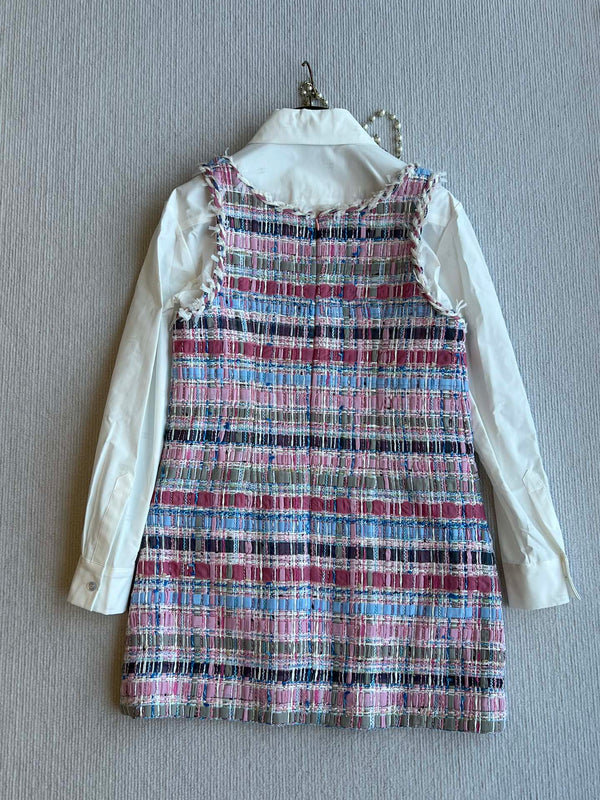 CC 25SS V-neck Vest Dress with Hand-Woven Tassel Ribbons Colorful 277225