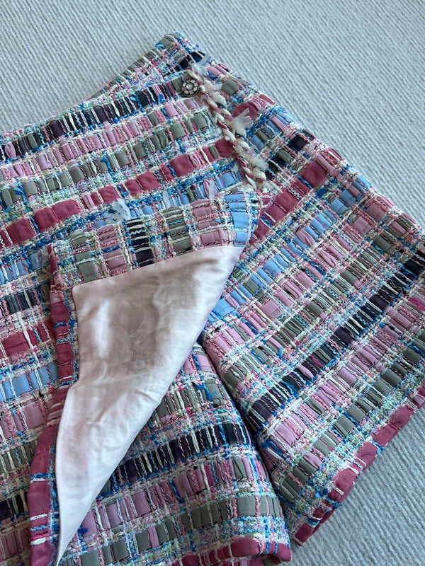 CC 25SS Woolen Skirt with Hand-Woven Tassel Ribbons Colorful 277207