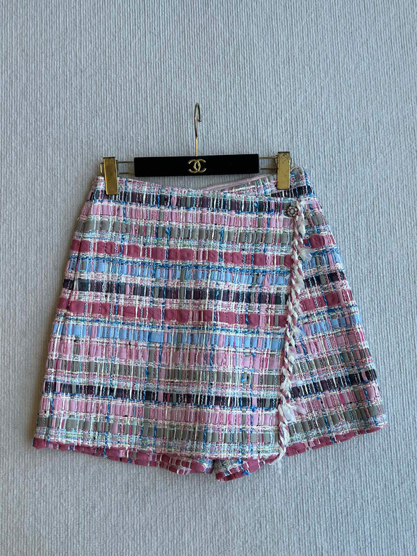 CC 25SS Woolen Skirt with Hand-Woven Tassel Ribbons Colorful 277207