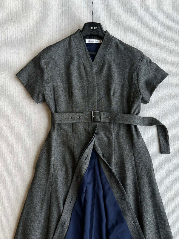 CD 25 Abito Nero Grigio Poliestere Cotone