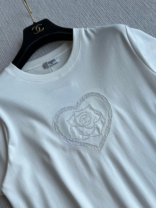 CC 25 Embroidered Beaded Short Sleeve Top Cotton