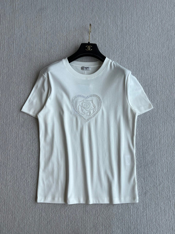 CC 25 Embroidered Beaded Short Sleeve Top Cotton