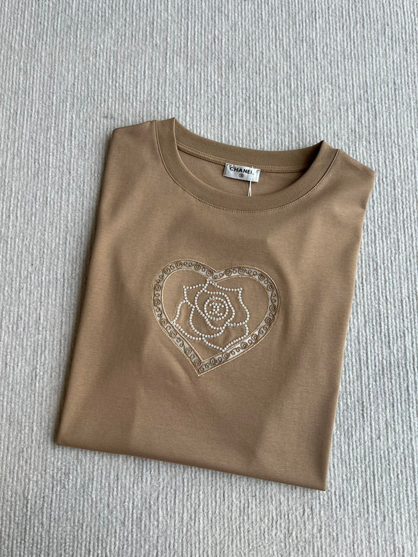 CC 25 Embroidered Beaded Short Sleeve Top Cotton