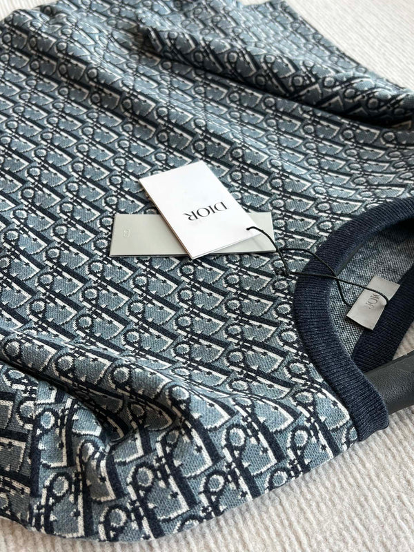 CD 25 Monogramma Blu Grigio Cotone