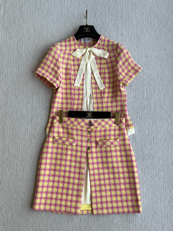 CC 25 Tweed Set Pink Yellow Cotton Polyester