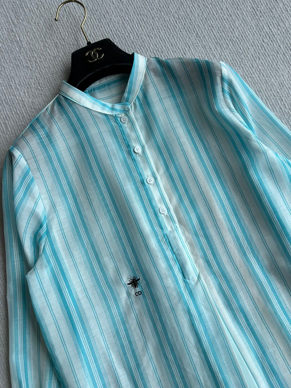 CD 25 Camicia a righe in cotone blu