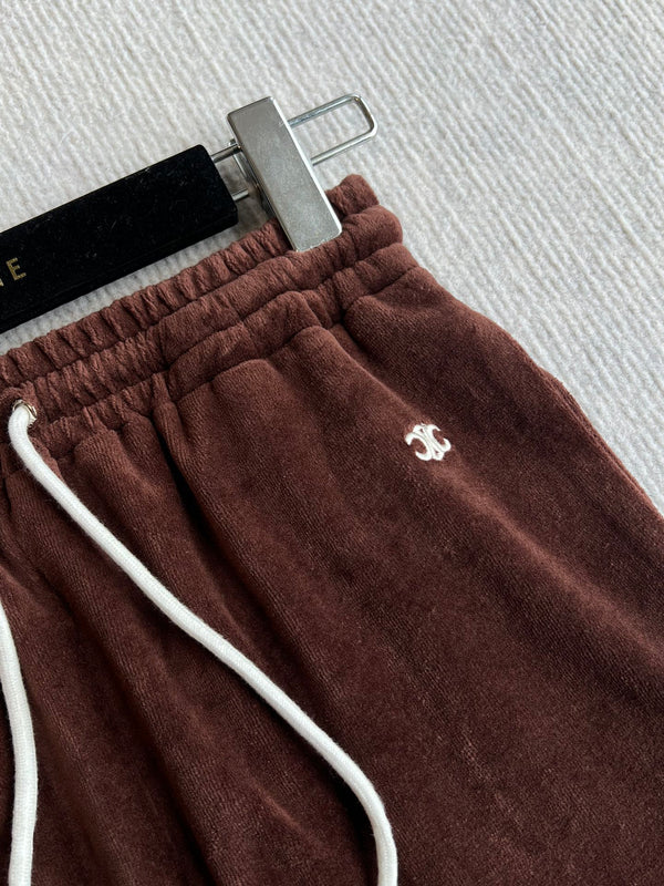 Celine 25 Short Brown White Cotton Polyester