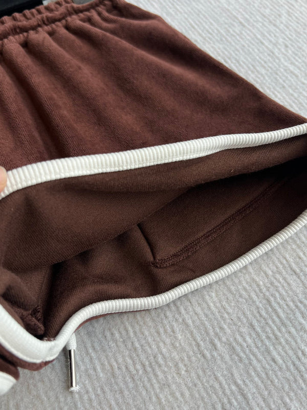 Celine 25 Short Brown White Cotton Polyester