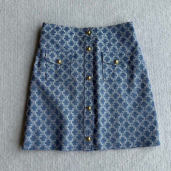 Celine 25 Skirt Blue Triacetate Polyester 275778