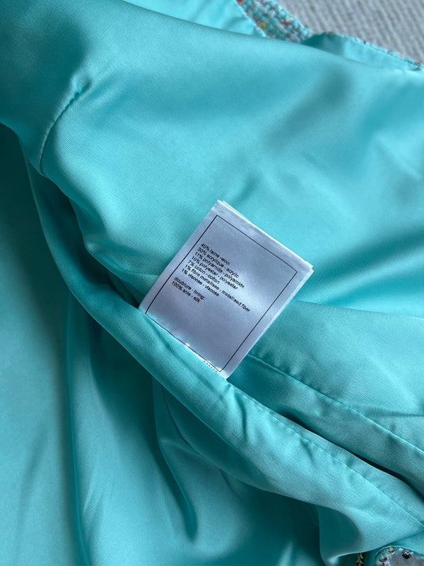 CC 25 Round-neck Slub Coat In Blue-Green Tweed 275793