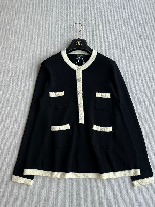 CC 25A Babydoll Dress Viscose Pure Black With White Threaded Edging 277247