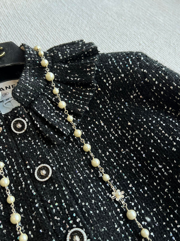 CC 25 Sequined Jacket In Black Tweed 277169