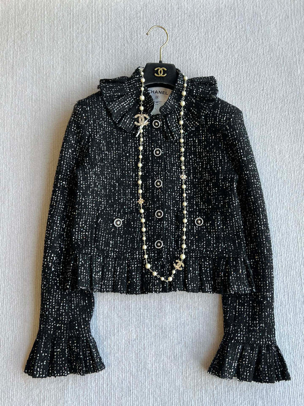 Giacca con paillettes CC 25 in tweed nero 277169