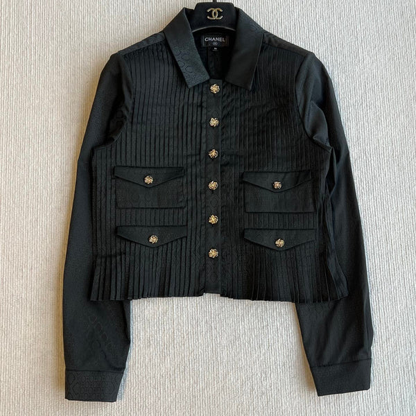 CC 25 Pleated Shirt Black Silk