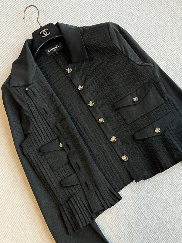 CC 25 Pleated Shirt Black Silk
