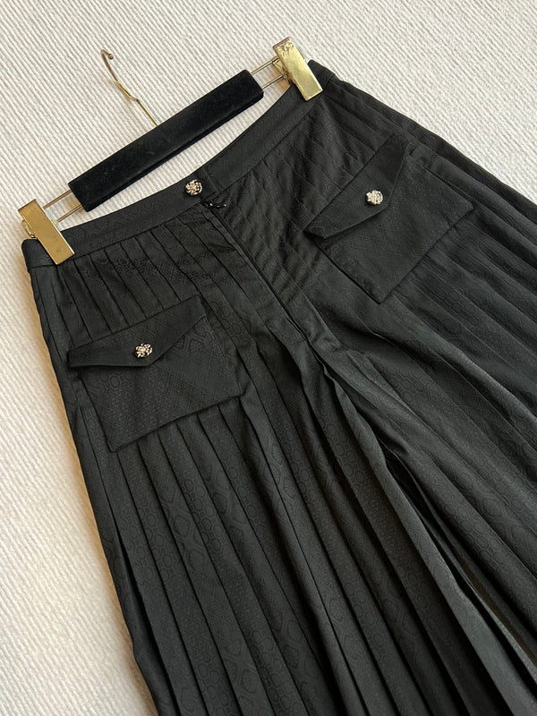 CC 25 Pleated Pants Black Silk