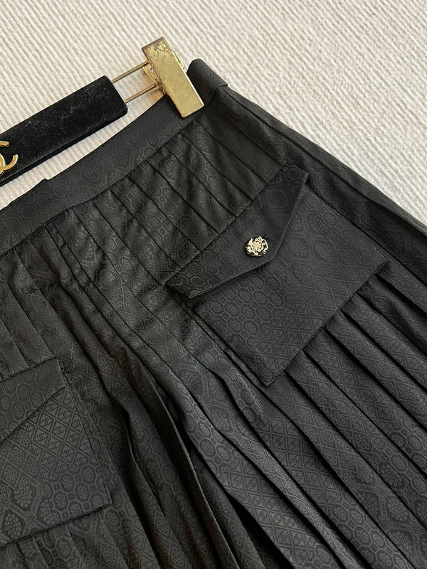 CC 25 Pleated Pants Black Silk