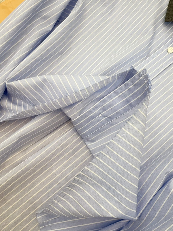 Miumiu 2025 Striped Short Shirt Blue Cotton