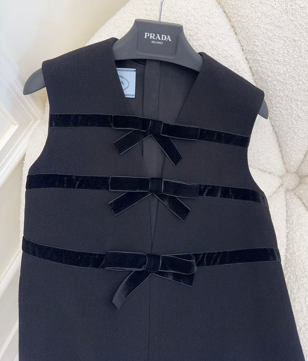 Prada Bow Dress Black Wool