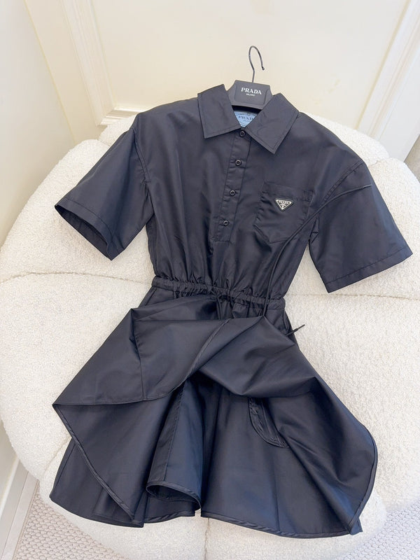 Prada 25 Short-sleeved Dress Black Re-Nylon