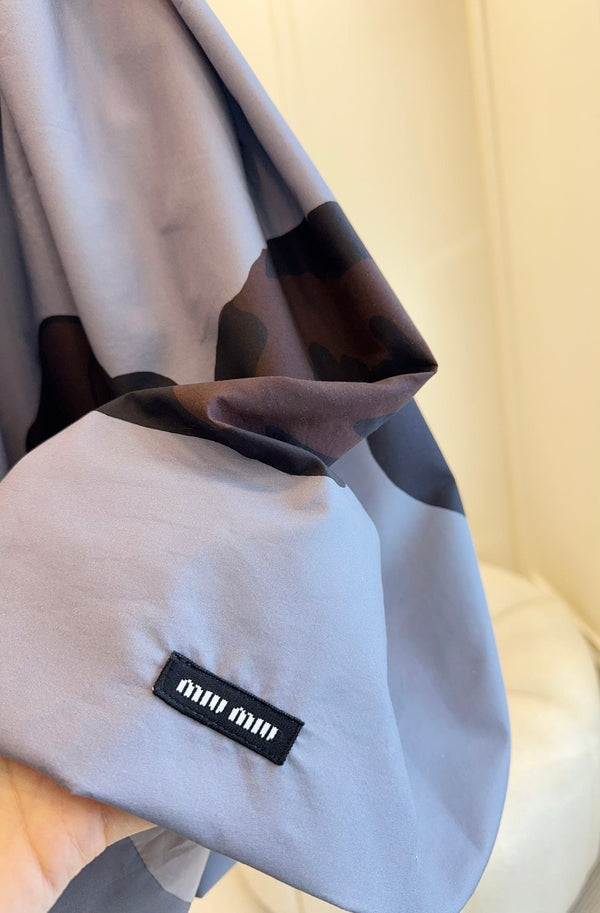 Miu Miu 25 Floral Fluffy Skirt Gray Cotton