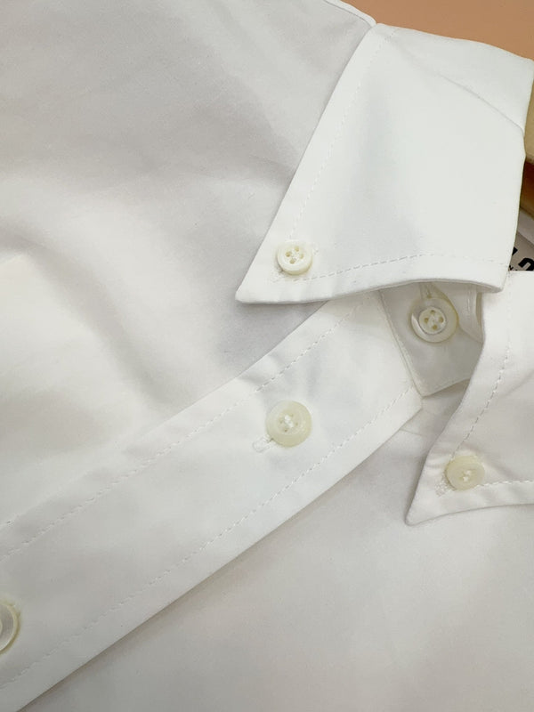 Miu Miu 2025 Logo Embroidered Long-sleeved Shirt White Cotton