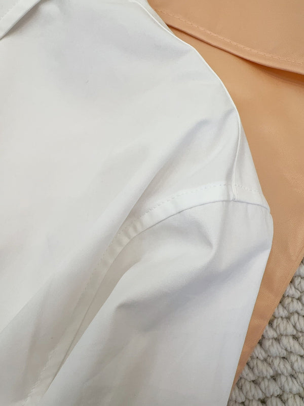 Miu Miu 2025 Logo Embroidered Long-sleeved Shirt White Cotton