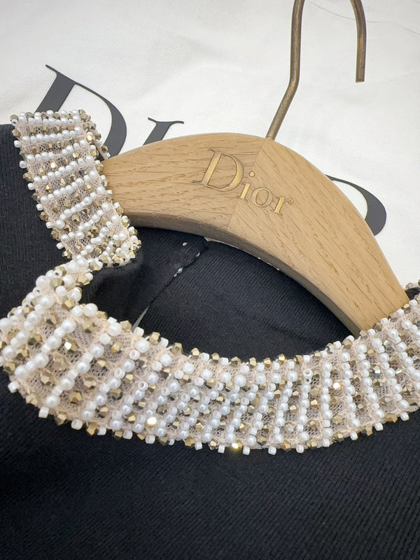 CD 25 Beaded Knitted Dress Blue Tencel Cotton and Silk