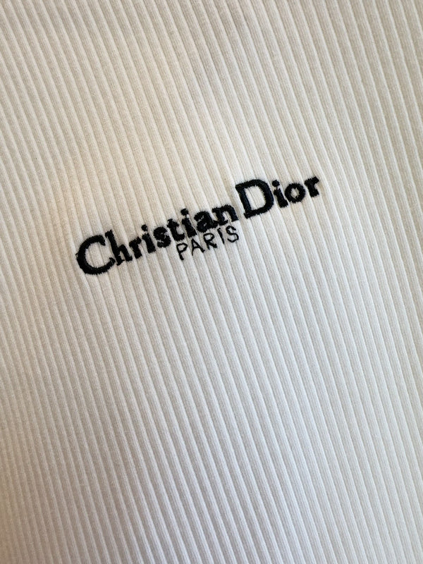 CD 2025 Asymmetrical Off-shoulder Vest White Cotton