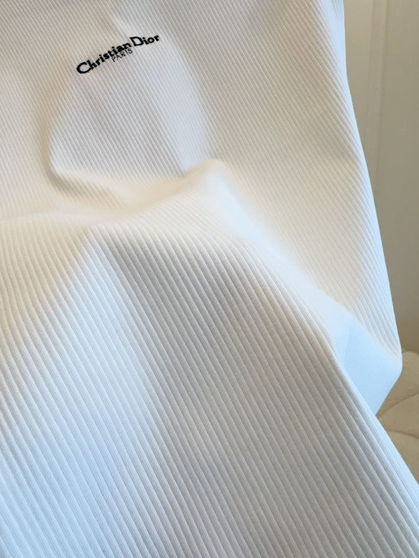 CD 2025 Asymmetrical Off-shoulder Vest White Cotton