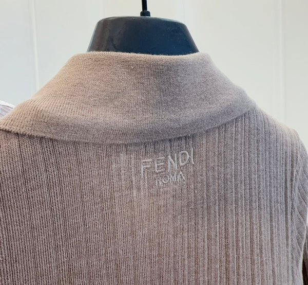 Fendi 25 Beaded Polo shirt Pure Beige Cotton