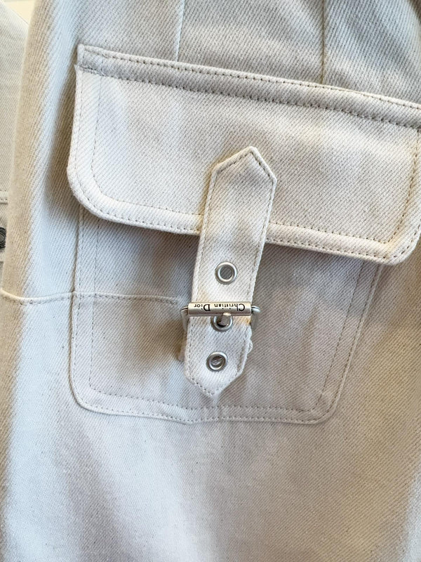 CD 25 Monogram Denim Skirt Beige Cotton