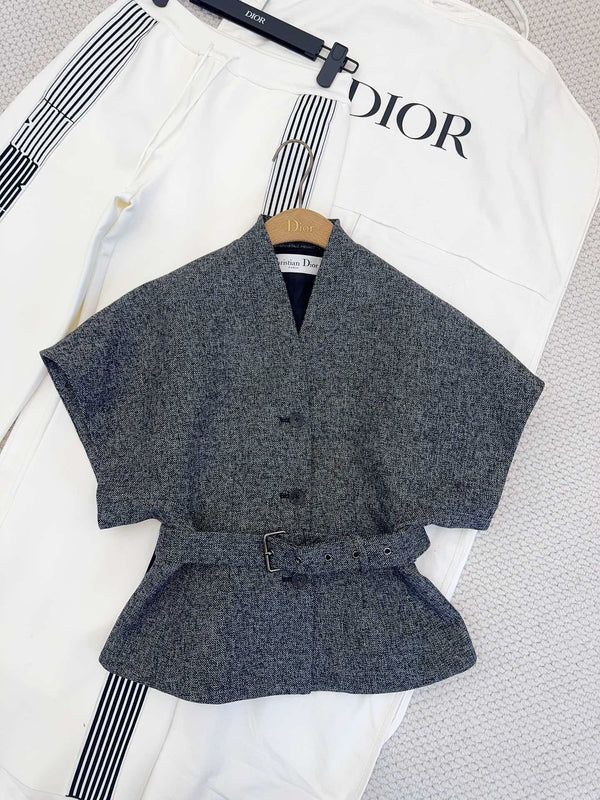 CD 25 Floral V-neck Jacket Gray Cotton