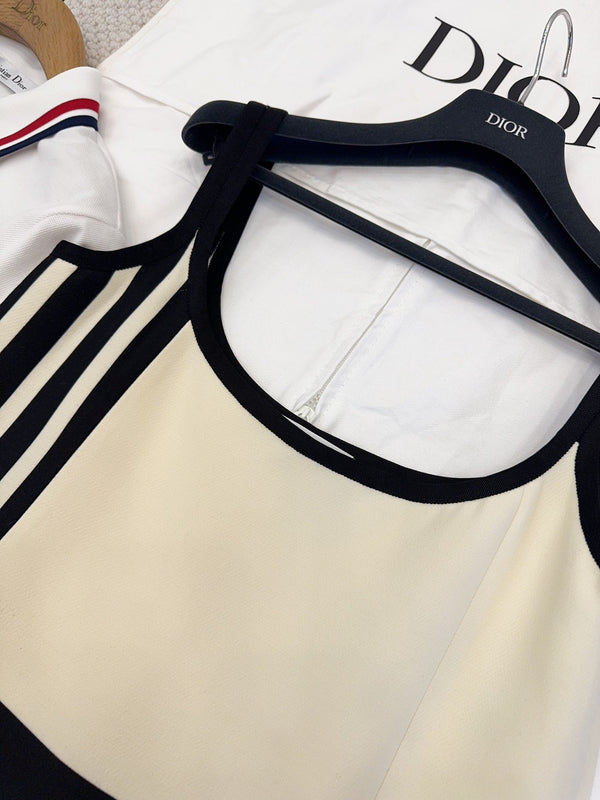 CD 25 Suspender Skirt Black Beige Silk Wool