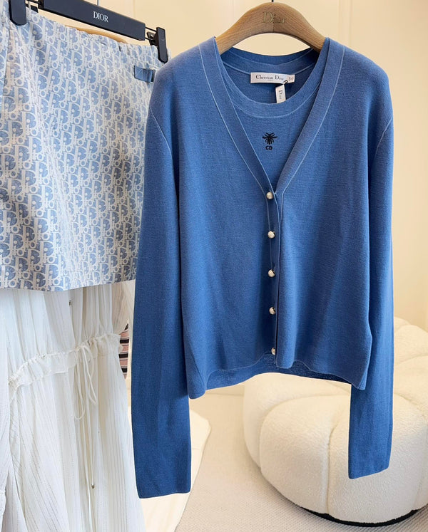 CD 25 Set Cardigan Vest Dark Blue Wool