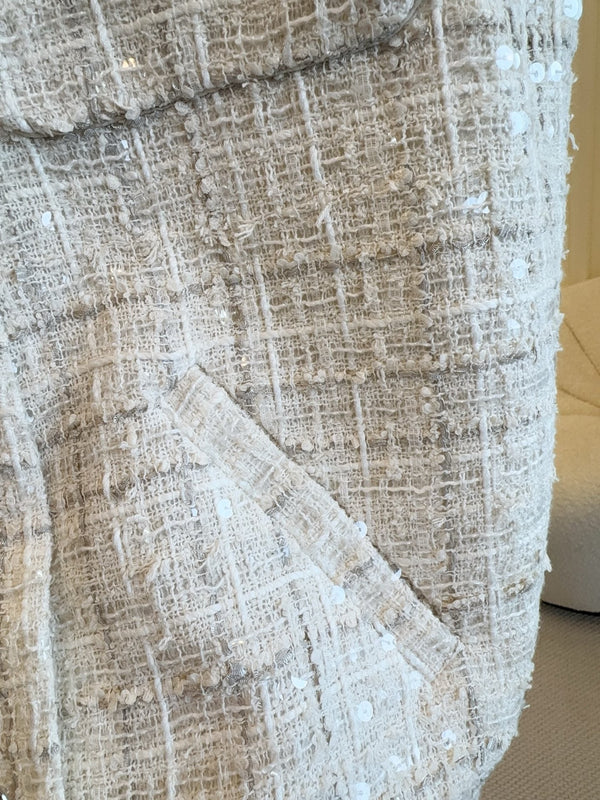 CC 2025 Vest Beige Apricot Tweed Fabric